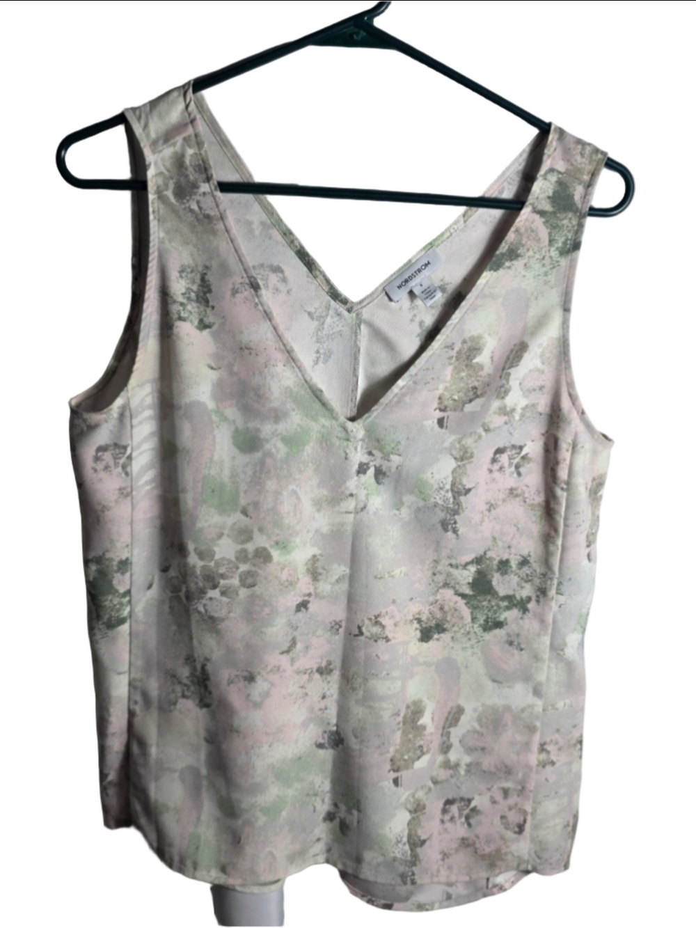 Women's Nordstrom Floral Tank Top S Beige Green cottagecore boho-chic trendy